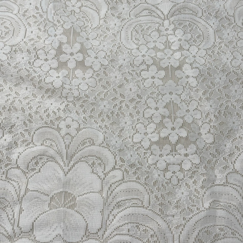White Lace Curtain Panels Floral Scalloped Edge 61 x 56 Lot Of 2 - Picture 3 of 6